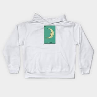 Vintage Crescent Moon with Face on Green Kids Hoodie